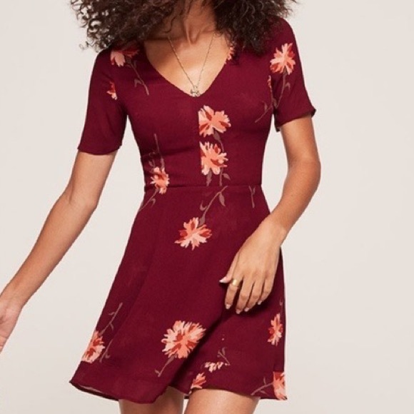 Reformation Dresses & Skirts - Reformation burgundy floral mini dress